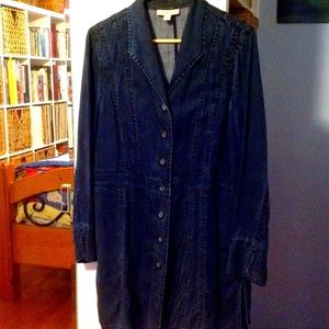 Coldwater Creek Washed Denim Duster Jacket, Size 14